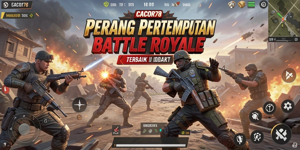 Screenshot dari gameplay Battle Royale yang mendebarkan di CACOR78.