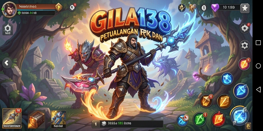 Tampilan utama GILA138 menunjukkan aksi seru dalam pertempuran RPG.