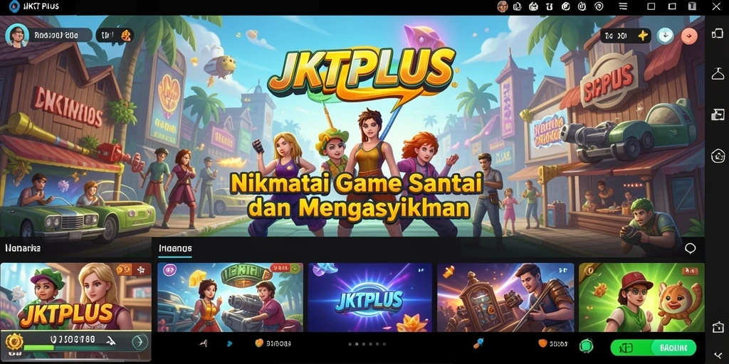 Tampilan gameplay menawan dari JKTPLUS dengan karakter yang ceria.