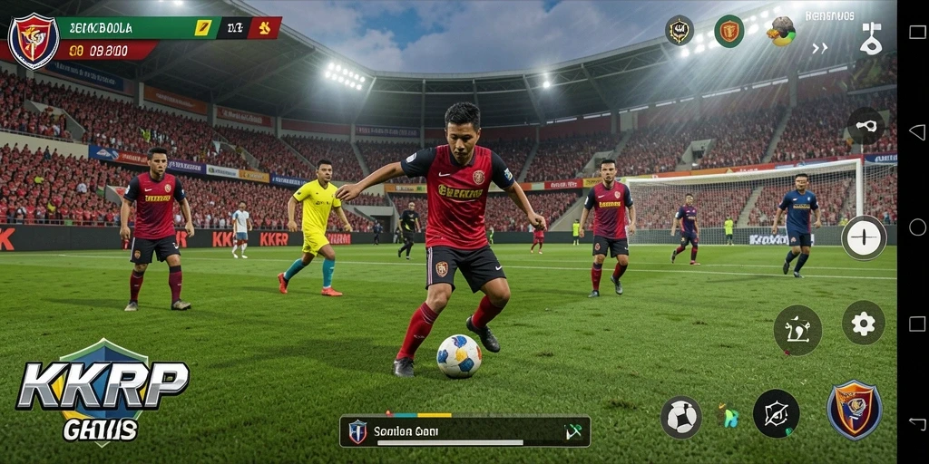 Tangkapan layar gameplay <strong>KKRP</strong> yang menampilkan aksi seru di lapangan.