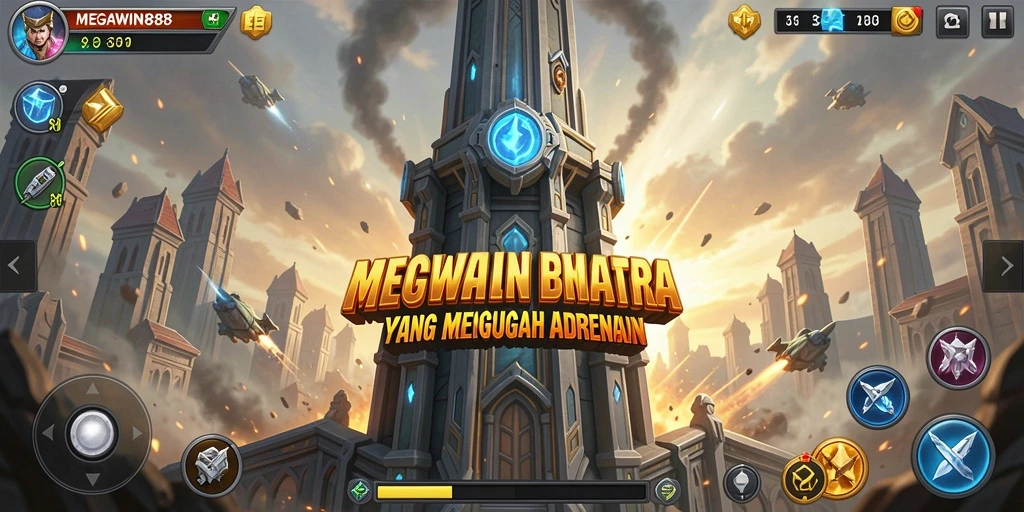 Gameplay seru Tower Defense di MEGAWIN888 menampilkan pertempuran yang strategis.