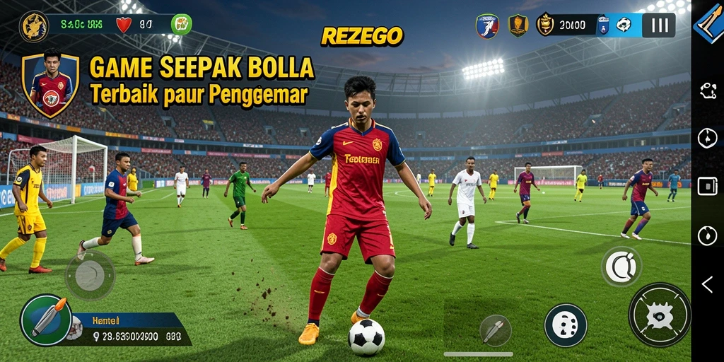 Tampilan gameplay seru dari game sepak bola REZEGO.