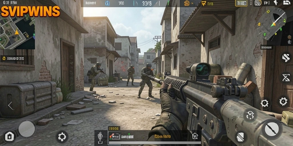 Tampilan gameplay seru dengan aksi menembak yang intens di SVIPWINS.